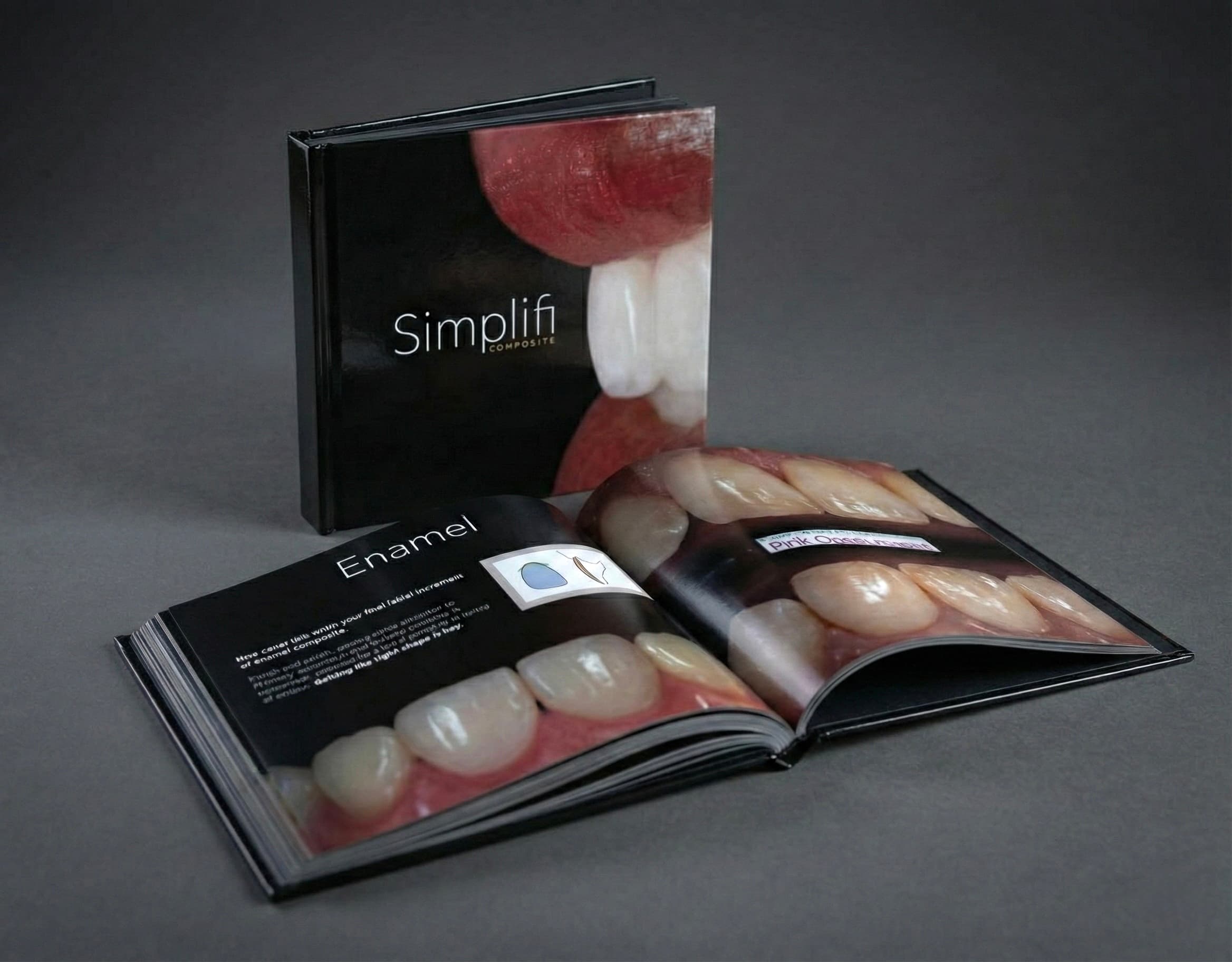 The Simplifi Composite hardcover manual open at a spread